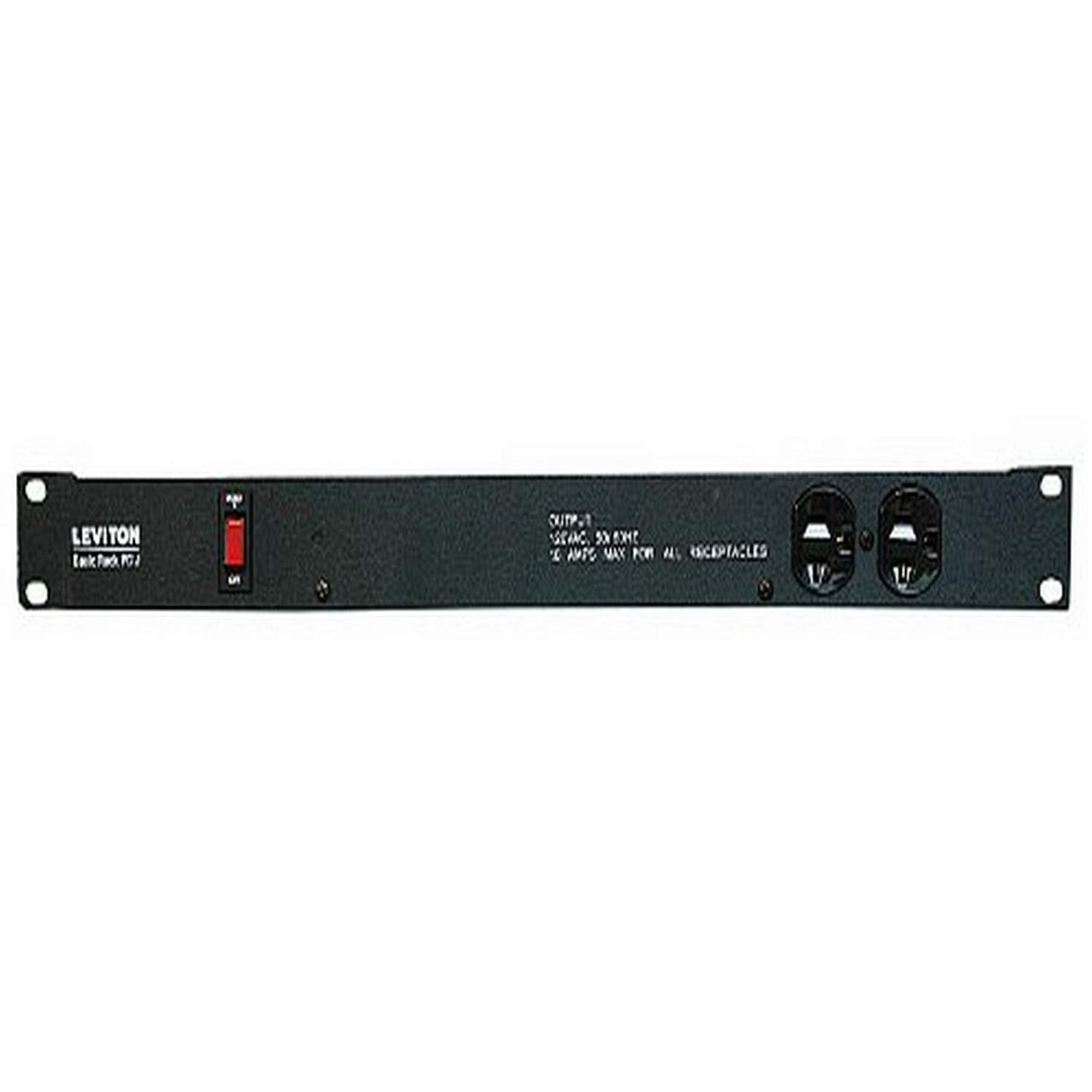 Leviton 4520-15L Horizontal Rack Mount Power Distribution Unit 20 Amp NEMA L5-20P Straight Blade Plug, 12 Receptacles with 15 ft. Power Cord, Black