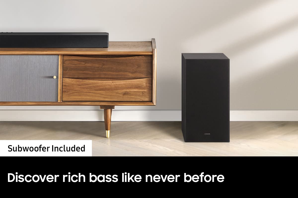 SAMSUNG HW-B450 2.1ch Soundbar w/Dolby Audio, Subwoofer Included, Bass Boosted, Wireless Bluetooth TV Connection, Adaptive Sound Lite, Game Mode, 2022