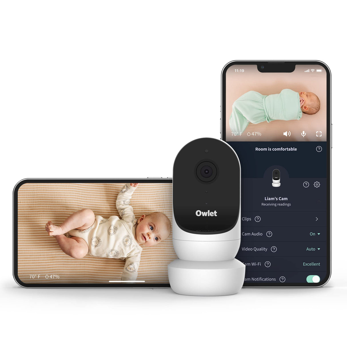 Owlet Cam 2 Smart Baby Monitor - HD Video Cam, Encrypted WiFi, Temp, Nightvision, 2-Way Talk- Bedtime Blue