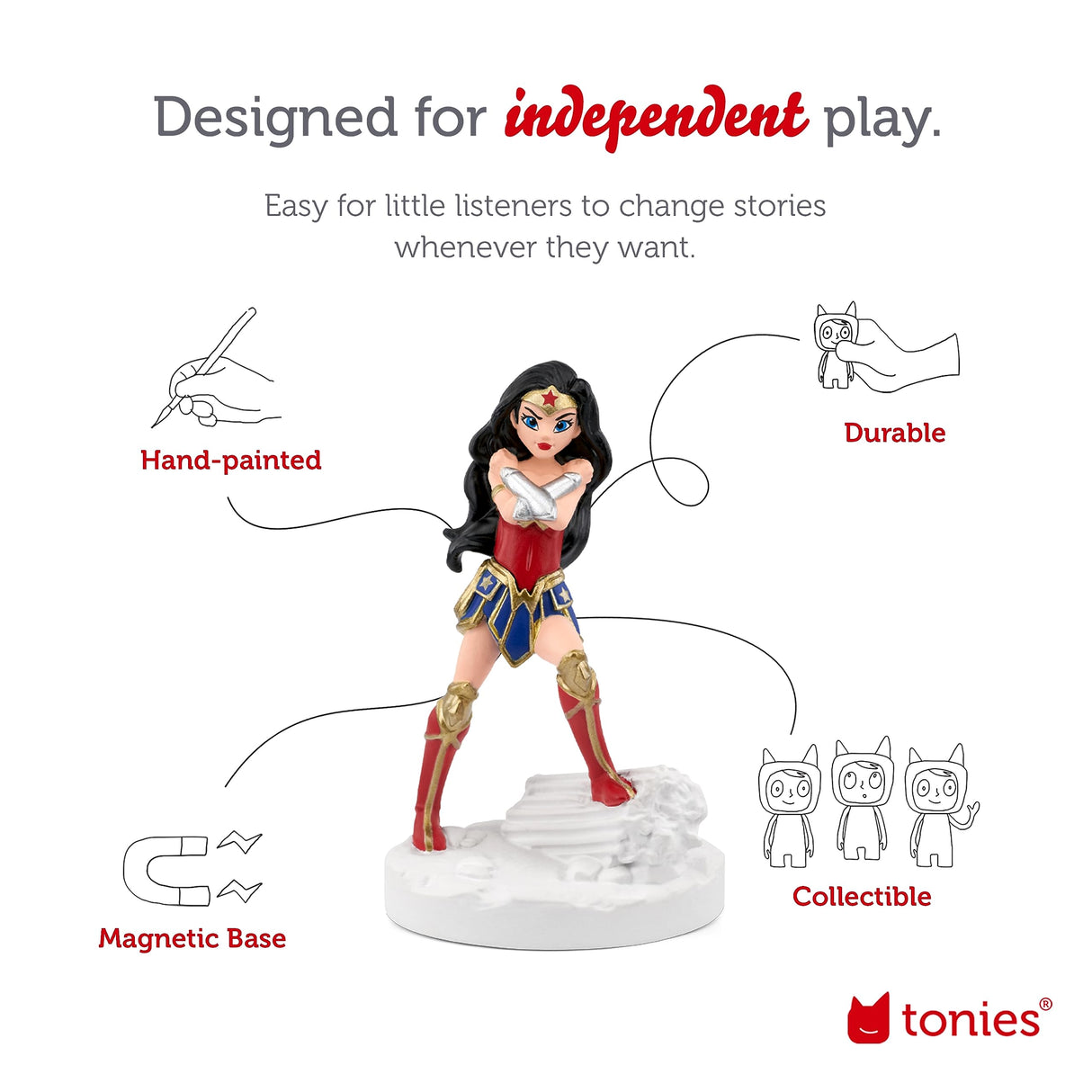 Tonies Wonder Woman, Audio Play Figurine for Portable Speaker, Small, Multicolor, Plastic