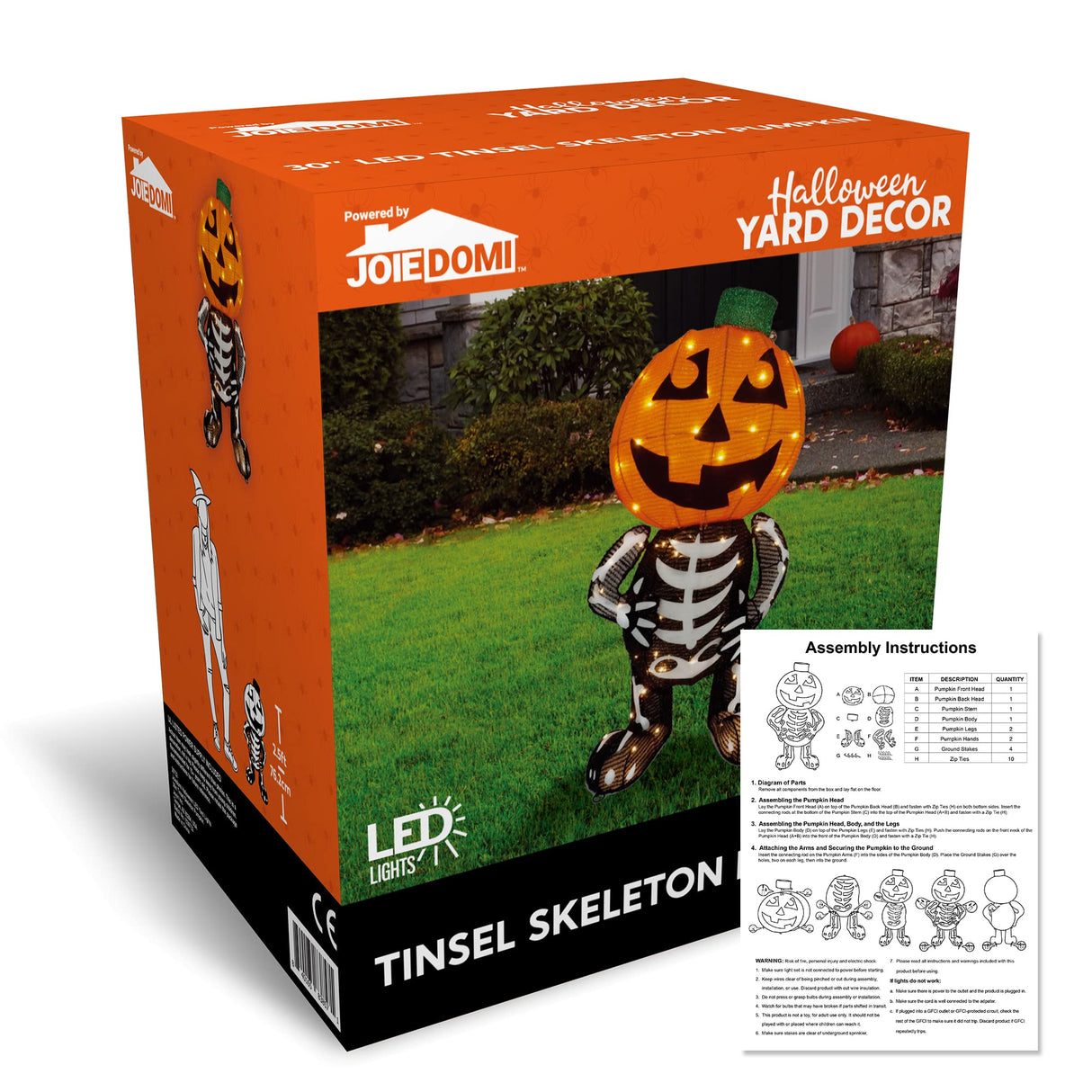 2.5' Halloween Decoration Outdoor Pumpkin w/ Skull Body | 60 LED's | Brand New