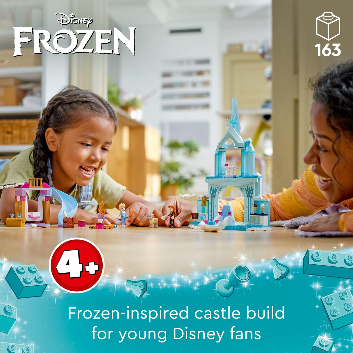 LEGO Disney Frozen Elsa’s Frozen Princess Castle Toy Set for Kids, includes Elsa and Anna Mini-Doll Figures and 2 Animal Figures | 43238