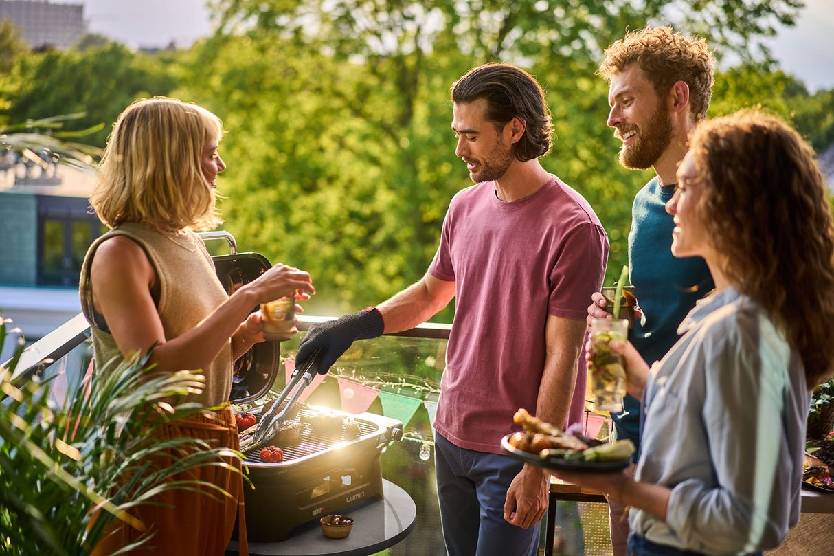 Weber Lumin Compact Portable Indoor Outdoor Electric Smoker Grill, Black