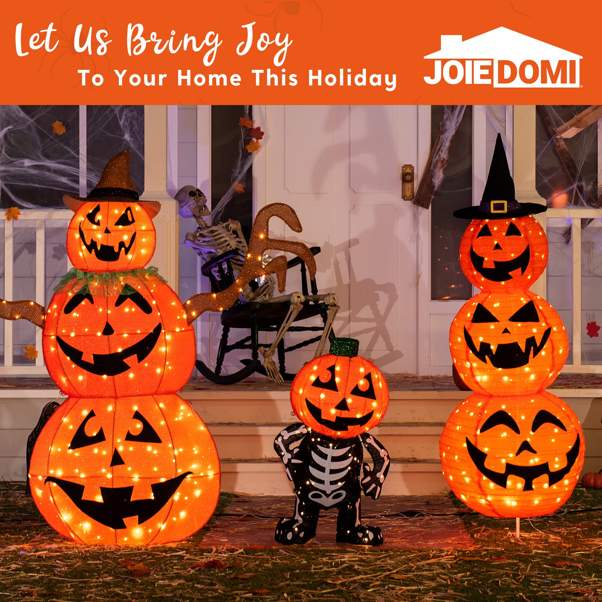 2.5' Halloween Decoration Outdoor Pumpkin w/ Skull Body | 60 LED's | Brand New