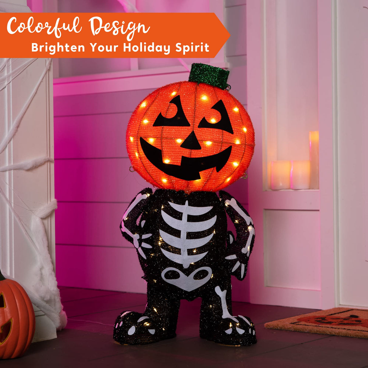 2.5' Halloween Decoration Outdoor Pumpkin w/ Skull Body | 60 LED's | Brand New