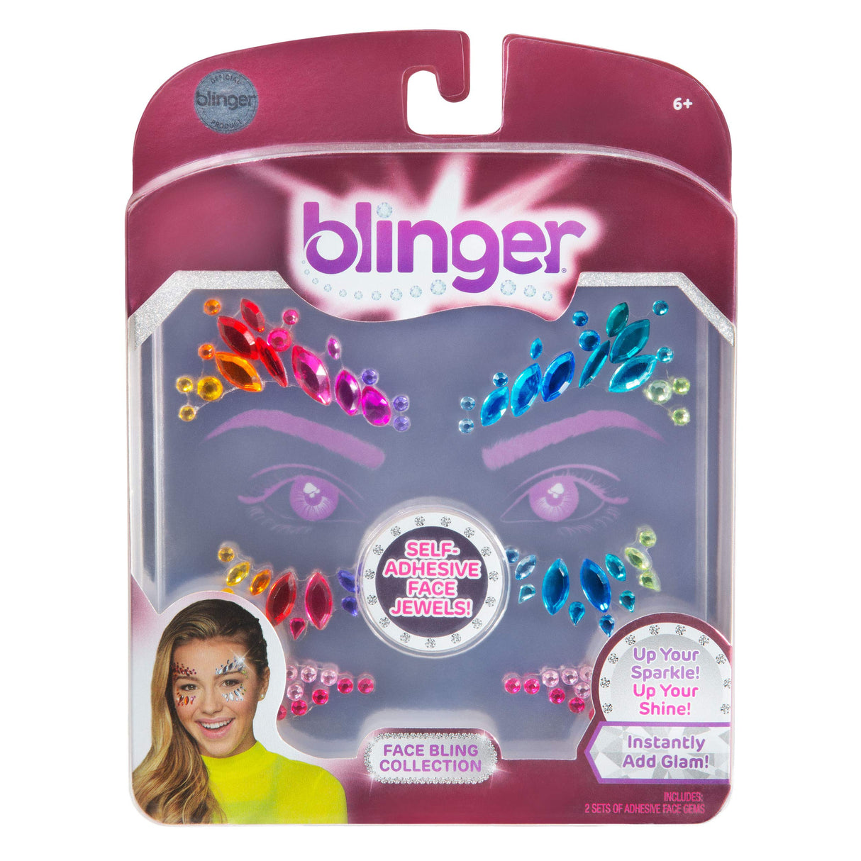 Blinger Face Bling Mermaid, 2-Piece – Glam Up Your Face with Sparkly Face Gems and Jewels - Self-Adhesive, Easy Application - Perfect for Parties and Any Special Occasion
