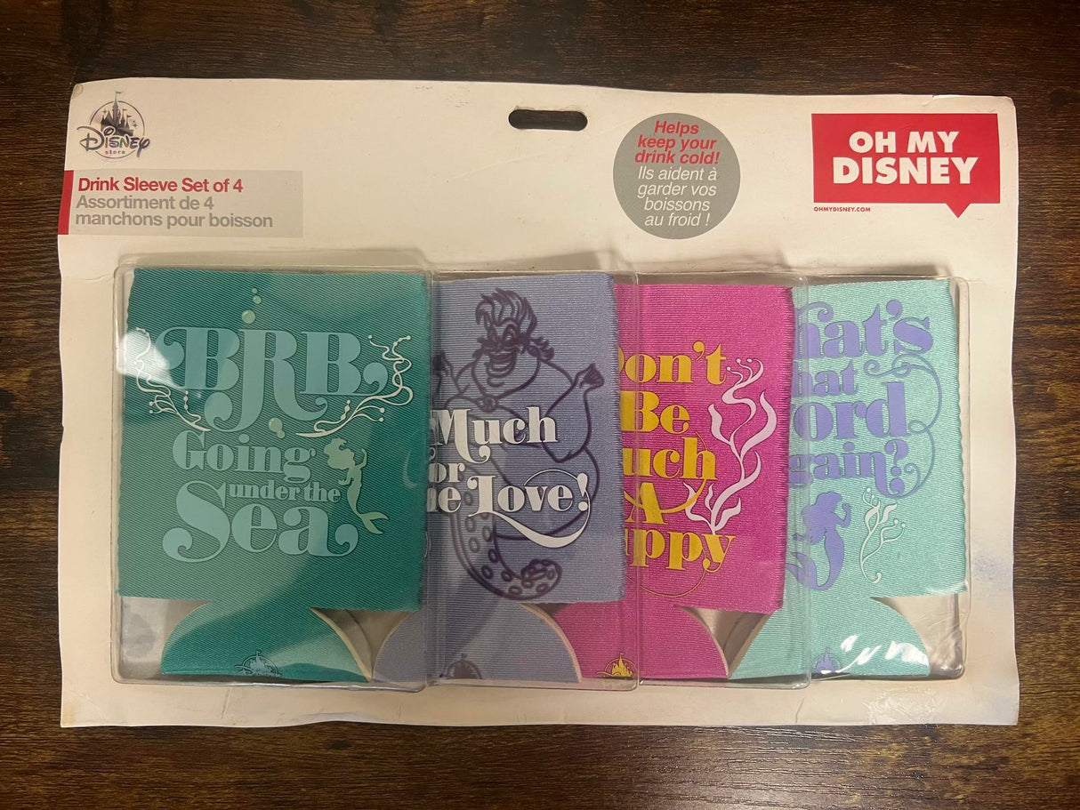 Disney Store The Little Mermaid Drink Holder Koozie 4 Pack