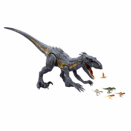 Mattel Jurassic World Fallen Kingdom Giant Dinosaur Toy, Super Colossal Indoraptor, Swallows Mini Figures, 3 Feet Long Authentic Figure