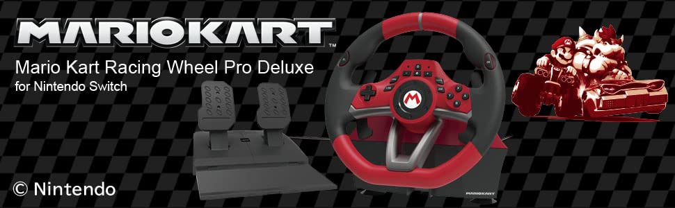 Hori - Red and Black, Super Mario Kart Edition, Nintendo Switch, Deluxe Pro Video Game Racing Wheel