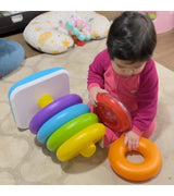 Fisher-Price Toddler Toy Giant Rock-A-Stack, 6 Stacking Rings with Roly-Poly Base for Ages 1+ Years, 14+ Inches Tall