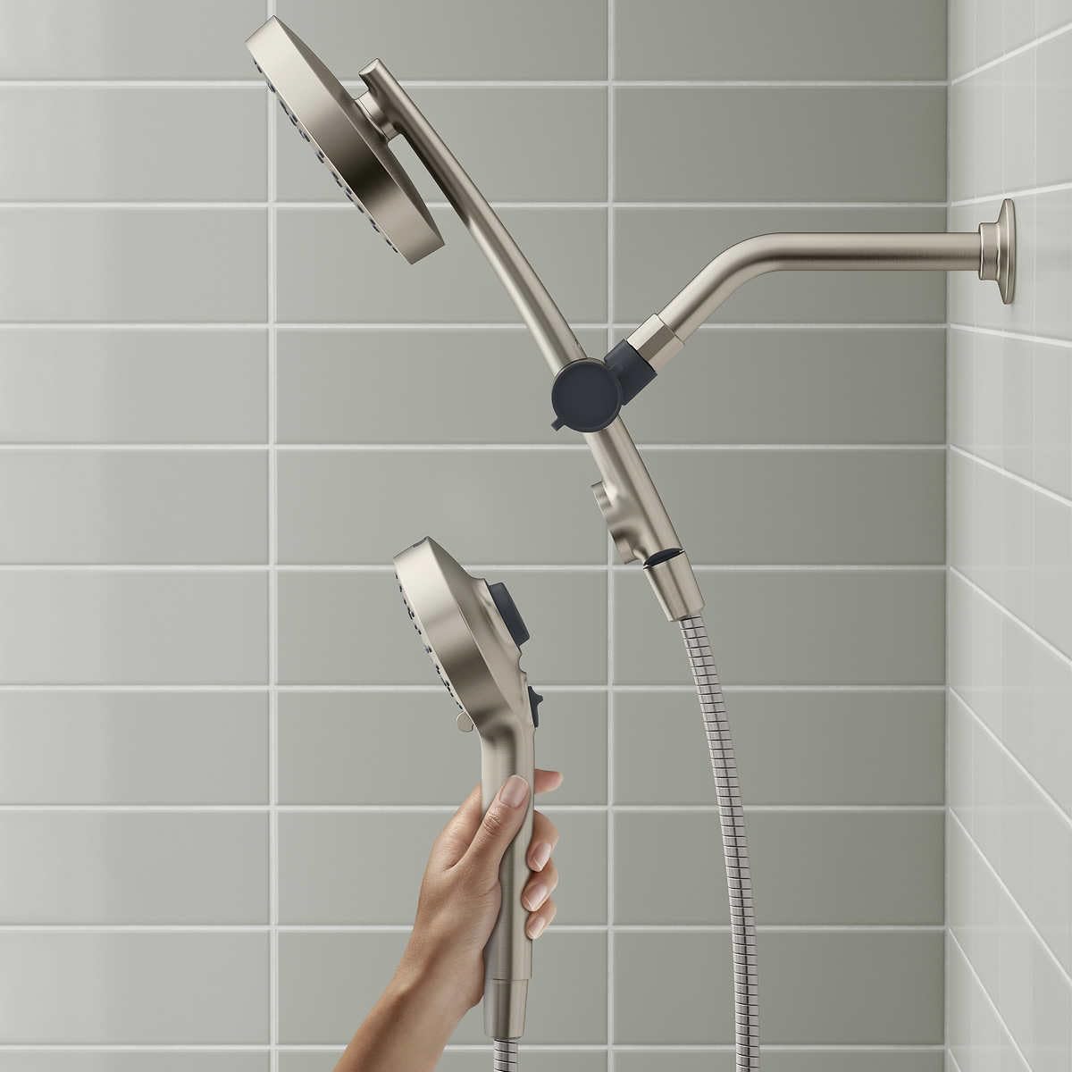 Kohler Prone 3-in-1 Multifunction Shower Head with PowerSweep Combo Shower Kit, 1.75 GPM, PowerSweep Spray, Magnetic Handshower Dock (Brushed Nickel)