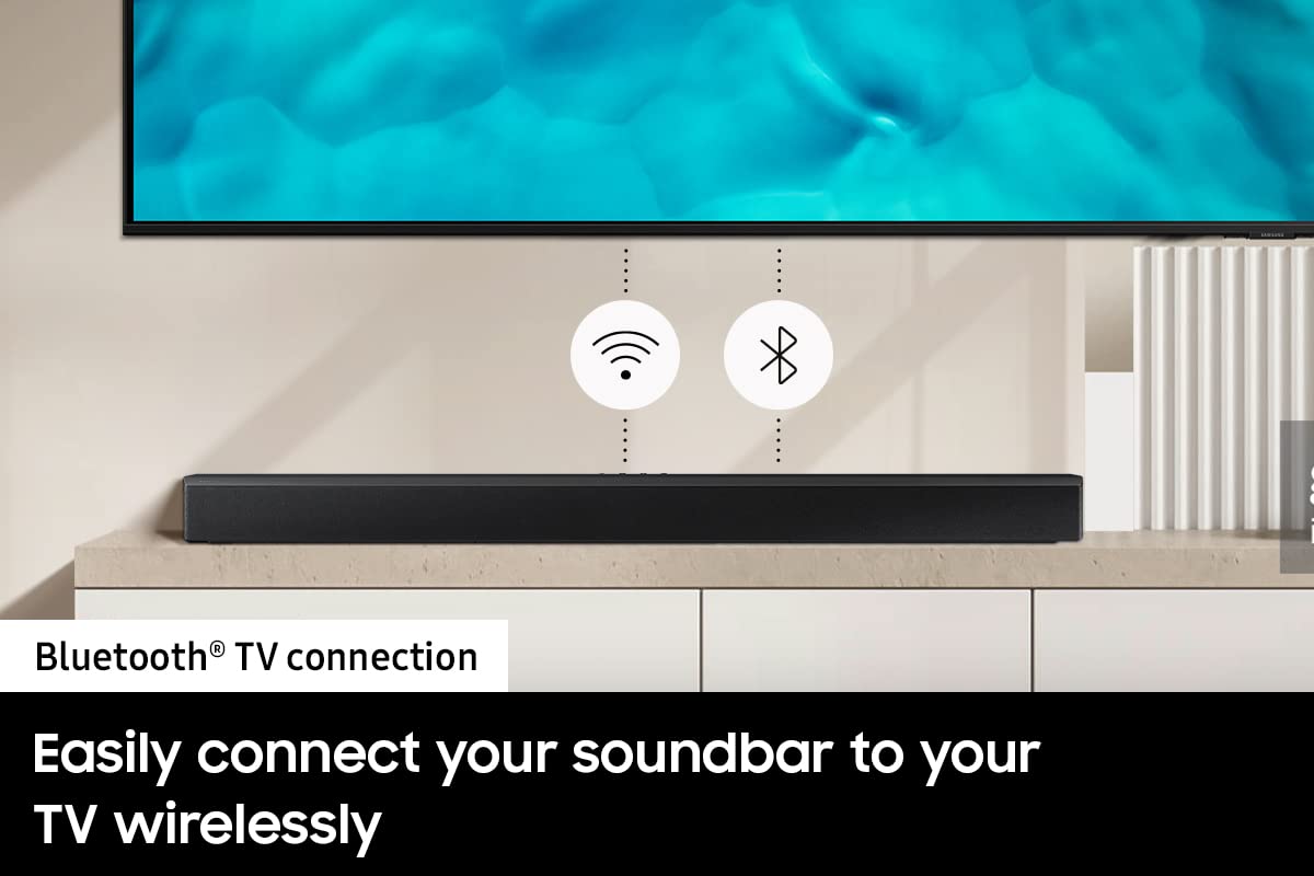SAMSUNG HW-B450 2.1ch Soundbar w/Dolby Audio, Subwoofer Included, Bass Boosted, Wireless Bluetooth TV Connection, Adaptive Sound Lite, Game Mode, 2022