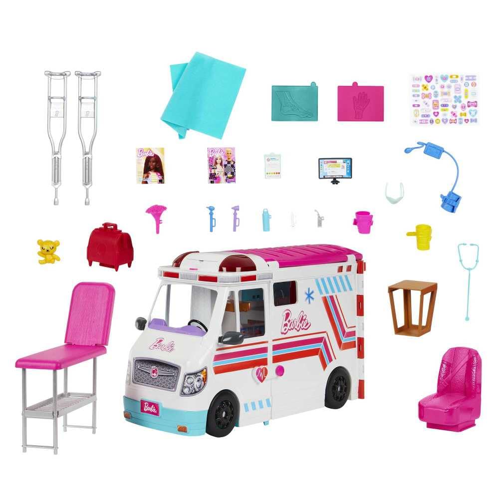 Askshy Barbie Toys, Transforming Ambulance and Clinic Playset with Lights, Sounds and 20+ Accessories, Care Clinic, HKT79