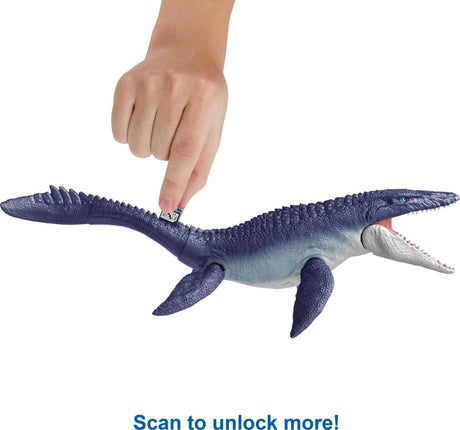 Jurassic World: Dominion Mosasaurus Dinosaur Action Figure 29 inches Long, Movable Joints, Physical & Digital Play, Toy Ages 4 Years & Older