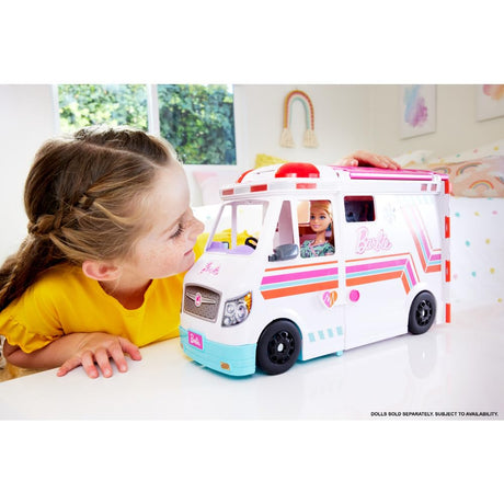 Askshy Barbie Toys, Transforming Ambulance and Clinic Playset with Lights, Sounds and 20+ Accessories, Care Clinic, HKT79