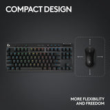 Logitech G PRO X TKL Lightspeed Wireless Gaming Keyboard, Ultra-Portable Tenkeyless Design, LIGHTSYNC RGB, PBT keycaps, Tactile Switches (GX Brown) - Black