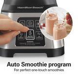 Hamilton Beach Smoothie Smart Blender with 5 Functions including One-Touch Auto Smoothie Cycle, 40 oz Glass Jar, 700 Watts Peak Power, Stainless Steel, 56208