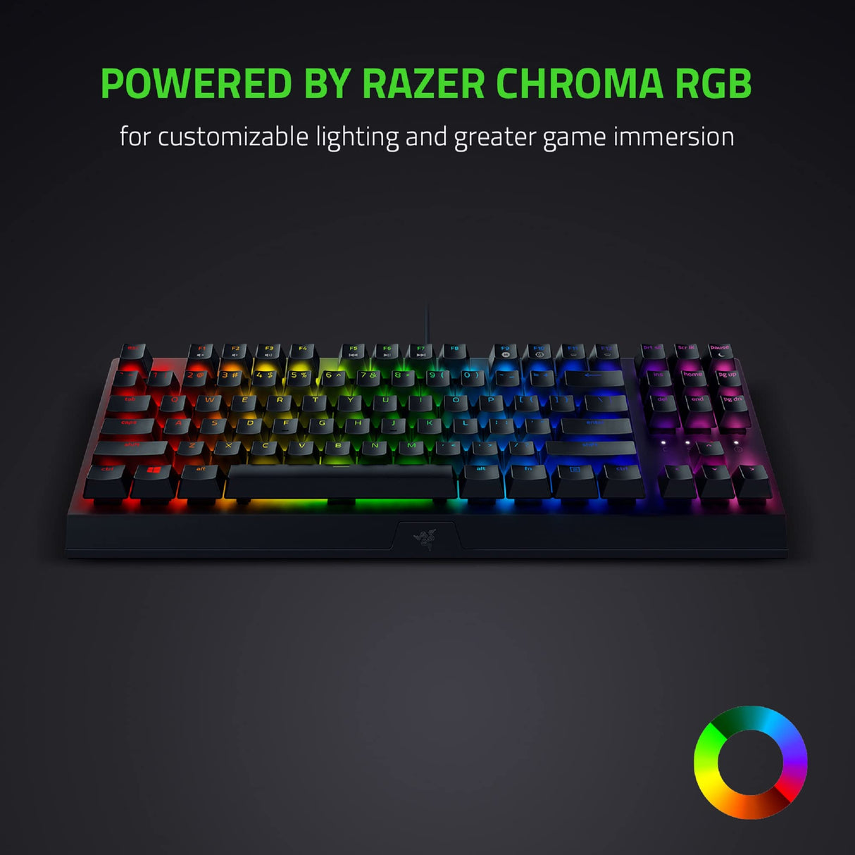 Razer BlackWidow V3 Tenkeyless TKL Mechanical Gaming Keyboard: Green Mechanical Switches - Tactile & Clicky - Chroma RGB Lighting - Compact Form Factor - Programmable Macros