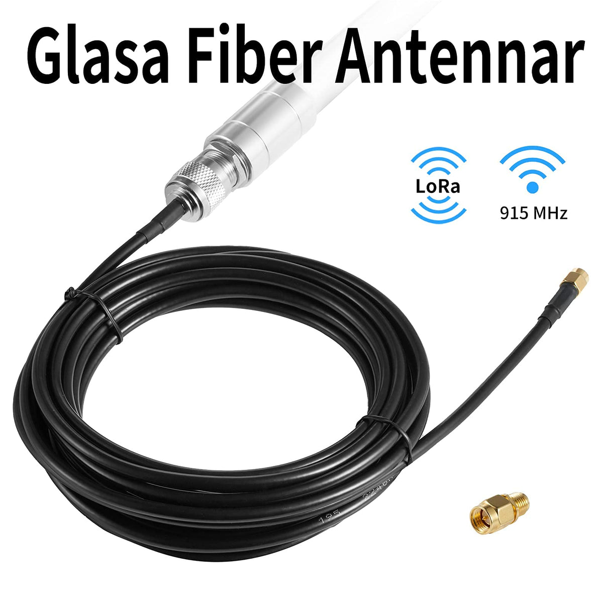 Waterproof 8dBi Long Range Cellular Ultra Distance LoRa Gateway Antenna Omni-Directional Glass Fiber LoRaWan 915MHz Antenna with 5M/16.4FT Cable for Helium RAK Hotspot HNT Finestra Miner Mining