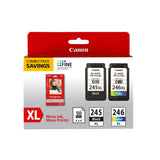 Canon PG-245 XL / CL-246 XL Genuine Ink Value Pack (2 Cartridges) with 50-Sheet Photo Paper, Compatible with iP2820, MG2420/2924/2920/3020/2522/2525, MX492, TS3120/302/302a/202/202a/4520/3320