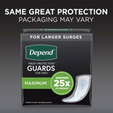 Depend Incontinence Guards/Incontinence Pads for Men/Bladder Control Pads, Maximum Absorbency, 104 Count, Packaging May Vary