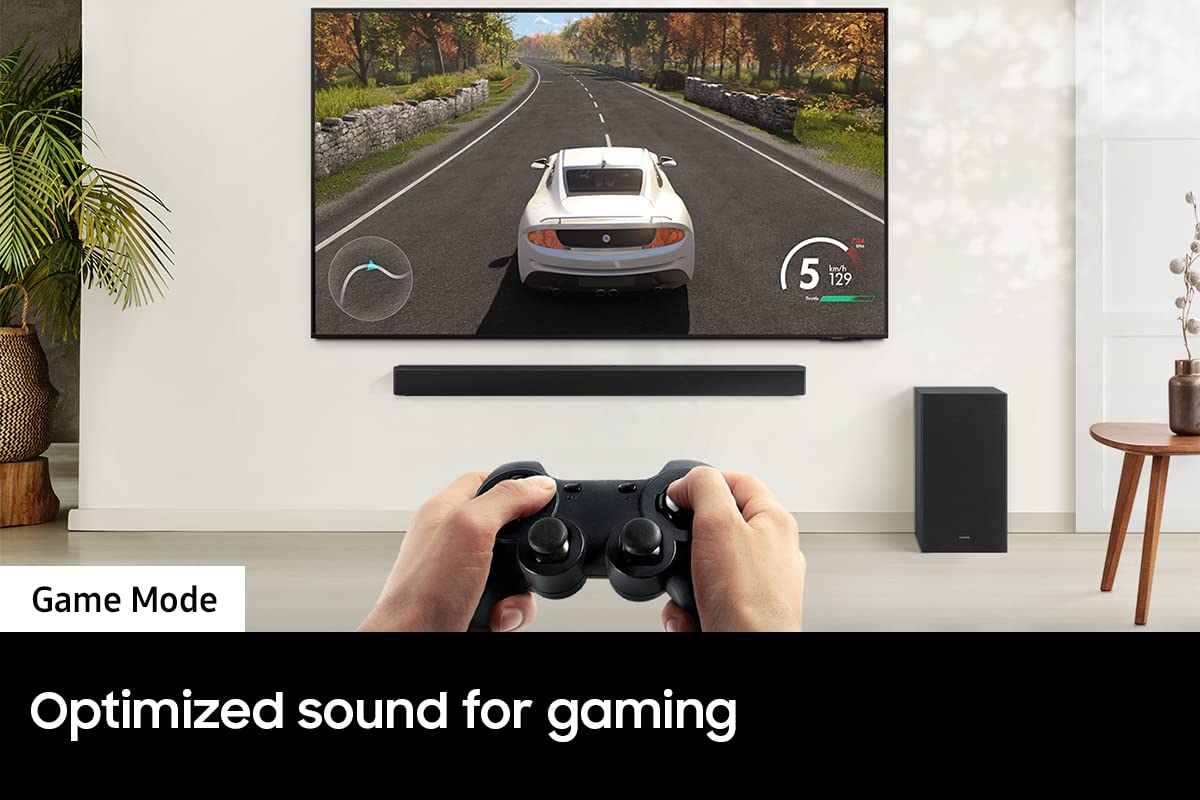 SAMSUNG HW-B450 2.1ch Soundbar w/Dolby Audio, Subwoofer Included, Bass Boosted, Wireless Bluetooth TV Connection, Adaptive Sound Lite, Game Mode, 2022