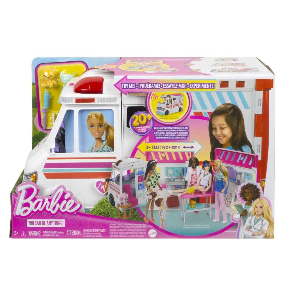 Askshy Barbie Toys, Transforming Ambulance and Clinic Playset with Lights, Sounds and 20+ Accessories, Care Clinic, HKT79