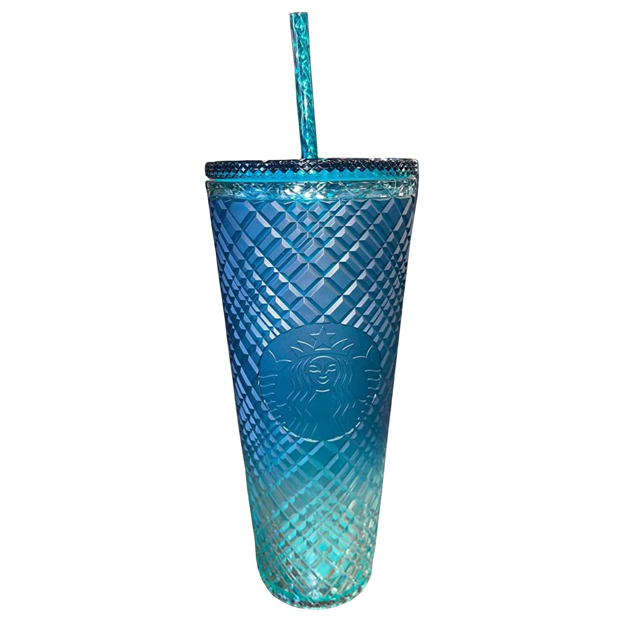 Starbucks 2023 Green Gradient Ombre Jeweled Venti Cold Plastic Cup Tumbler, 24 oz