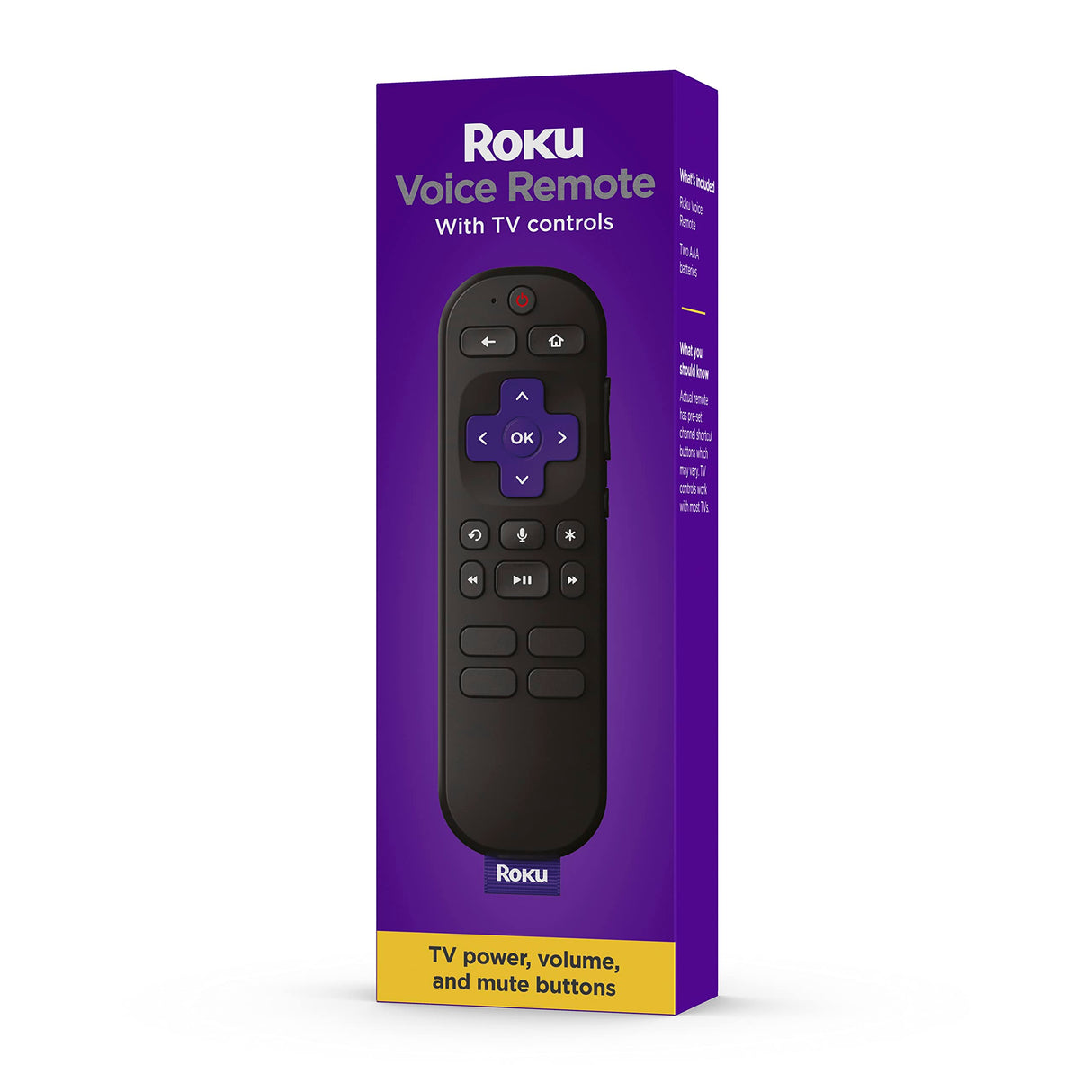 Roku Voice Remote | TV Remote Control with Voice Control, TV Controls, Simple Setup, & Pre-Set App Shortcuts - Replacement Remote Compatible with Roku TV, Roku Players, & Roku Audio