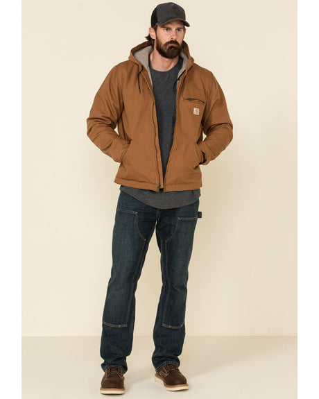 Carhartt Men's Relaxed Fit Washed Duck Sherpa-Lined Jacket, Brown, Large/regular