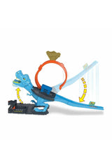 Hot Wheels City Track Set with 1 Toy Car, Race Through A Giant Loop to Defeat A Big Dinosaur, T-Rex Loop Stunt and Race Playset