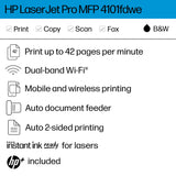 HP LaserJet Pro MFP 4101fdwe Wireless Black & White Monochrome Printer with HP+ Smart Office Features and Fax