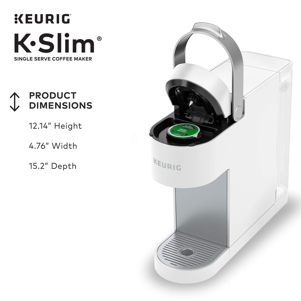 Keurig K- Slim Single Serve K-Cup Pod Coffee Maker, Multistream Technology, White