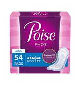 Poise Incontinence Pads, Moderate Absorbency, Long, 54 Count