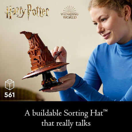 LEGO Harry Potter Talking Sorting Hat, Hogwarts Hat with 31 Randomized Sounds, Movie-Themed Build and Display Model, Fun Harry Potter Party Game or Gift Idea for Adult Fans, 76429