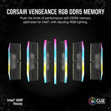 CORSAIR VENGEANCE RGB DDR5 RAM 64GB (2x32GB) 6000MHz CL40 Intel XMP iCUE Compatible Computer Memory - Black (CMH64GX5M2B6000C40)