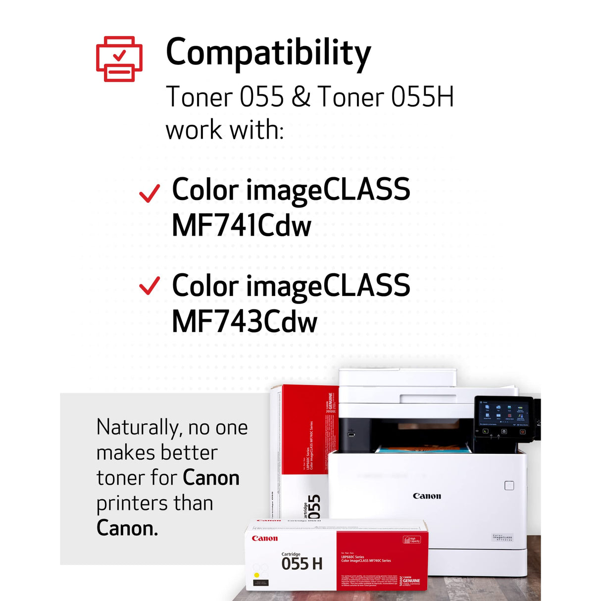 Canon Genuine Toner, Cartridge 055 Yellow (3013C001) 1 Pack Color imageCLASS MF741Cdw, MF743Cdw, MF745Cdw, MF746Cdw,LBP664Cdw Laser Printers