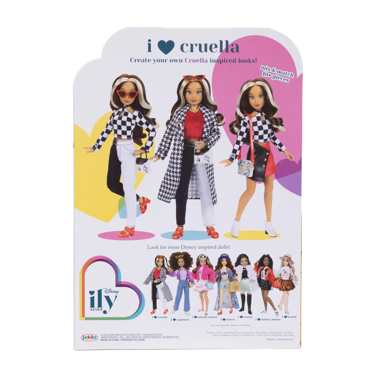 Disney ILY 4Ever Dolls Cruella 11.5" Tall with 13 Points of Articulation, Two Complete Mix-and-Match Outfits and Glittery Mickey Ring for You!