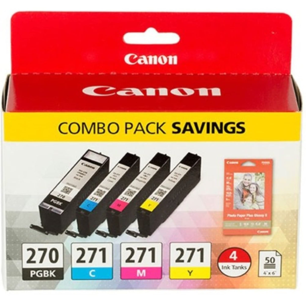 Canon PGI-270/CLI-271 Photo Paper Combo Pack Compatible to MG6820, MG6821, MG6822, MG5720, MG5721, MG5722, MG7720, TS5020, TS6020, TS8020, TS9020