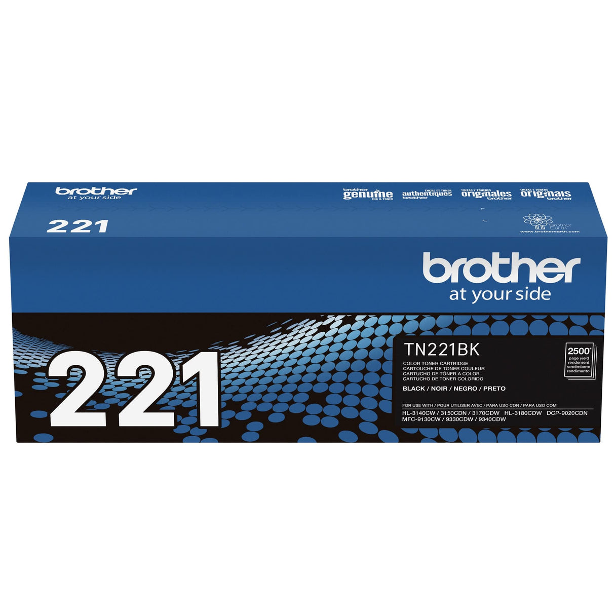 Brother Genuine Standard Yield Toner Cartridge, TN221BK, Replacement Black Toner, Page Yield Up To 2,500 Pages