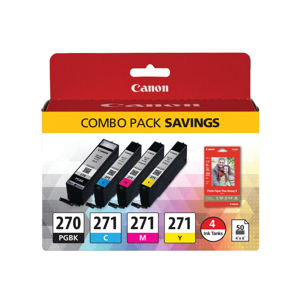 Canon PGI-270/CLI-271 Photo Paper Combo Pack Compatible to MG6820, MG6821, MG6822, MG5720, MG5721, MG5722, MG7720, TS5020, TS6020, TS8020, TS9020