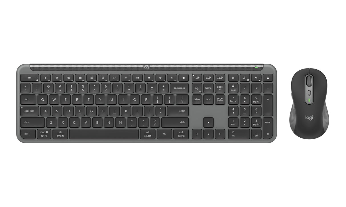 Logitech MK955 Signature Slim Wireless Keyboard and Mouse Combo, for Larger Hands, Quiet Typing and Clicking, Switch Across Three Devices, Bluetooth, Multi-OS, for Windows and Mac - Graphite