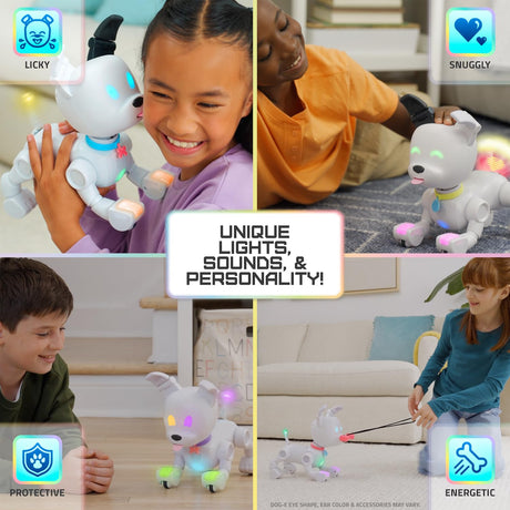 Dog-E Interactive Robot Dog with Colorful LED Lights, 200+ Sounds & Reactions, App Connected (Ages 6+)