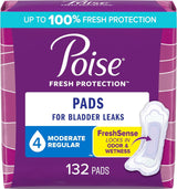 Generic Poise Incontinence Pads & Postpartum Incontinence Pads, 4 Drop Moderate Absorbency, Regular Length, 132 Count, Packaging May Vary, Blue