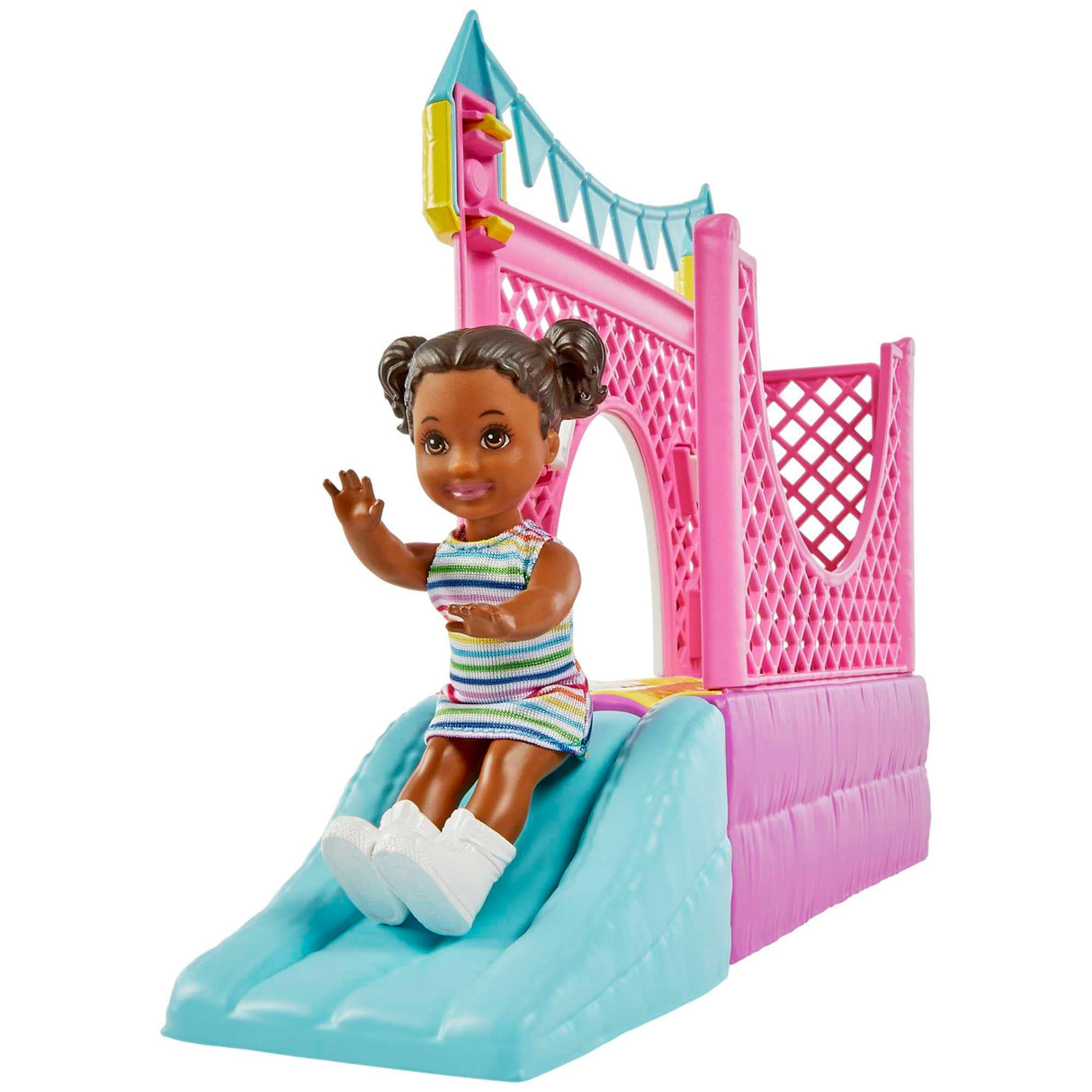 Barbie Skipper Babysitters Inc Playset with Skipper Doll, Toddler Small Doll, Working Bounce House, Swing & Accessories