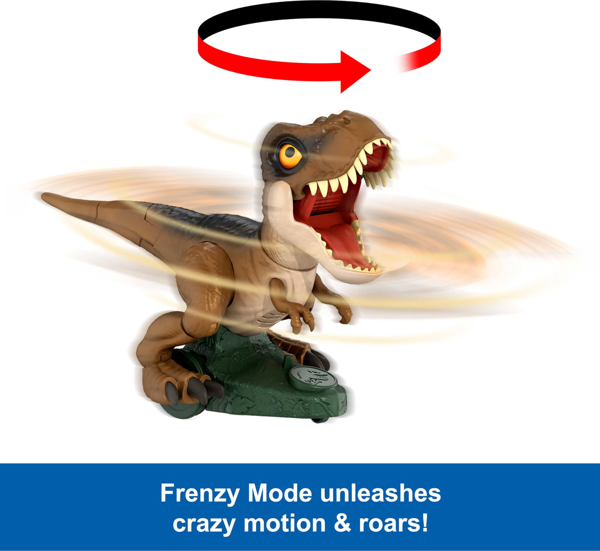 Mattel Jurassic World Chaos Theory Roarin’ Frenzy T Rex RC Toy, Motorized Remote Control Tyrannosaurus Rex Dinosaur, Multiple Movement Modes & Sounds