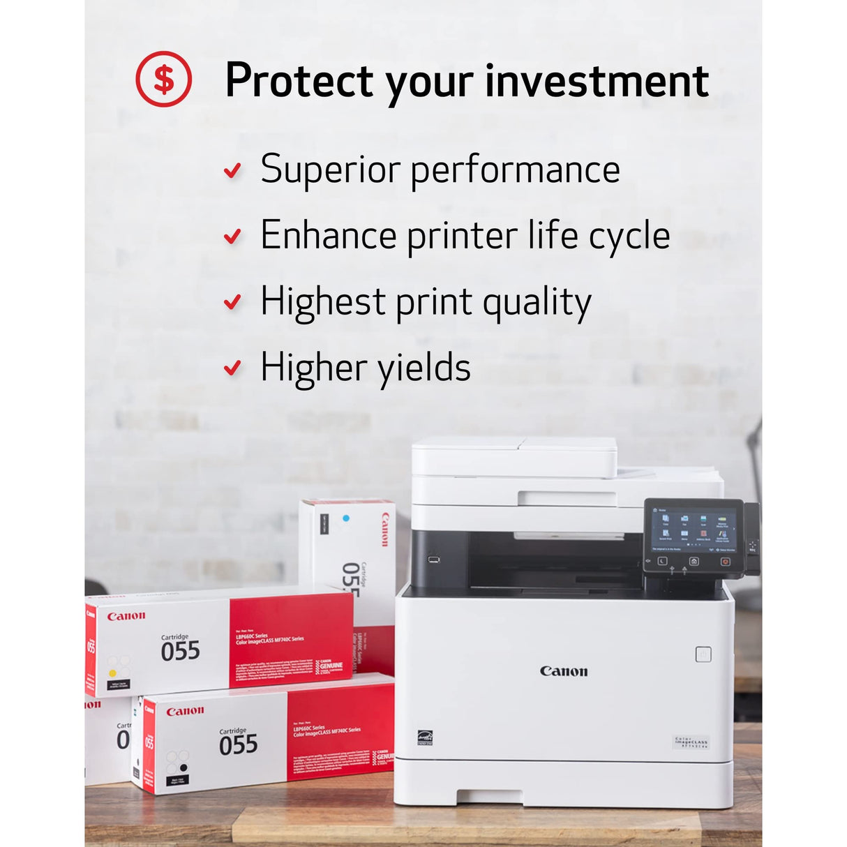 Canon Genuine Toner, Cartridge 055 Yellow (3013C001) 1 Pack Color imageCLASS MF741Cdw, MF743Cdw, MF745Cdw, MF746Cdw,LBP664Cdw Laser Printers