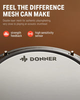 Donner DED-80 Electronic Drum Set with 4 Quiet Mesh Pads, 180+ Sounds, 2 Pedals, Throne, Headphones, Sticks, and Melodics Lessons