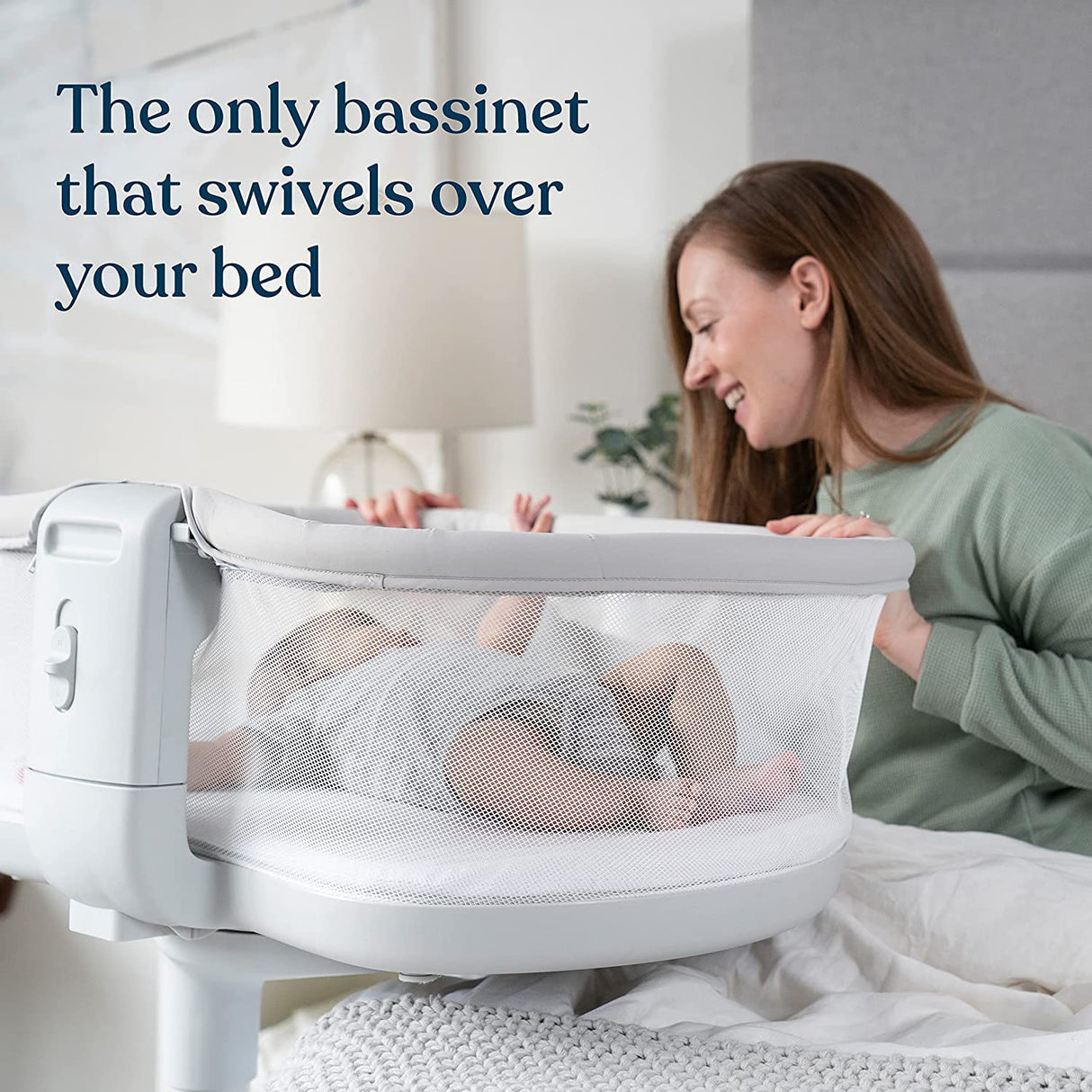 Halo Bassinest Swivel Sleeper 3.0, 2-in-1 System, Flat Bassinet + Portable Nest, Infant, Solid Grey