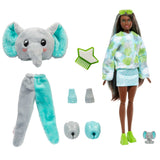 Barbie Cutie Reveal Fashion Doll, Jungle Series Elephant Plush Costume, 10 Surprises Including Mini Pet & Color Change